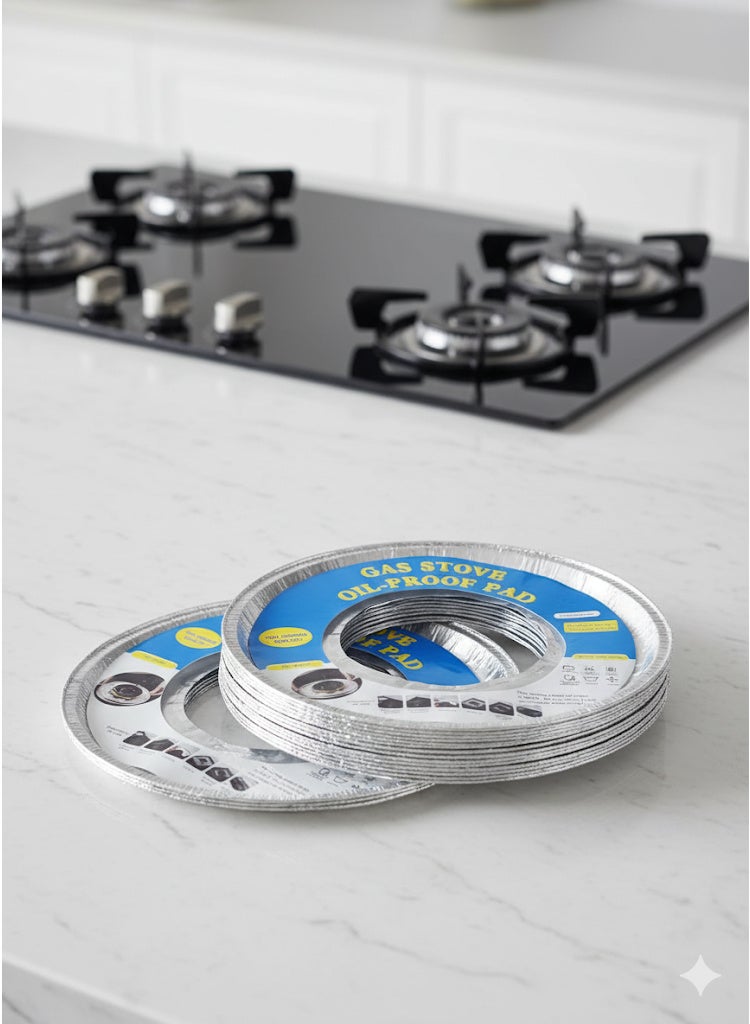 Premium Round Aluminum Foil Gas Stove Burner Covers (10 Pcs) | Disposable & Heavy-Duty | Keep Your Stovetop Clean & Reduce Scrubbing - Image 1