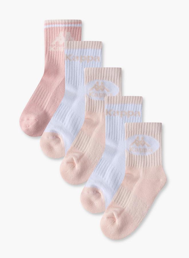 Kappa Pack Of 5 Girls Crew Length Sports Socks With Logo Print - Image 1