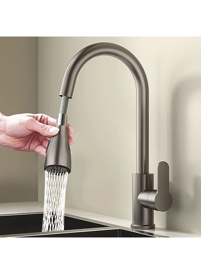 Brushed Kitchen Faucet With Pull Down Sprayer Hot Cold Water Single Hole Installation - Image 4