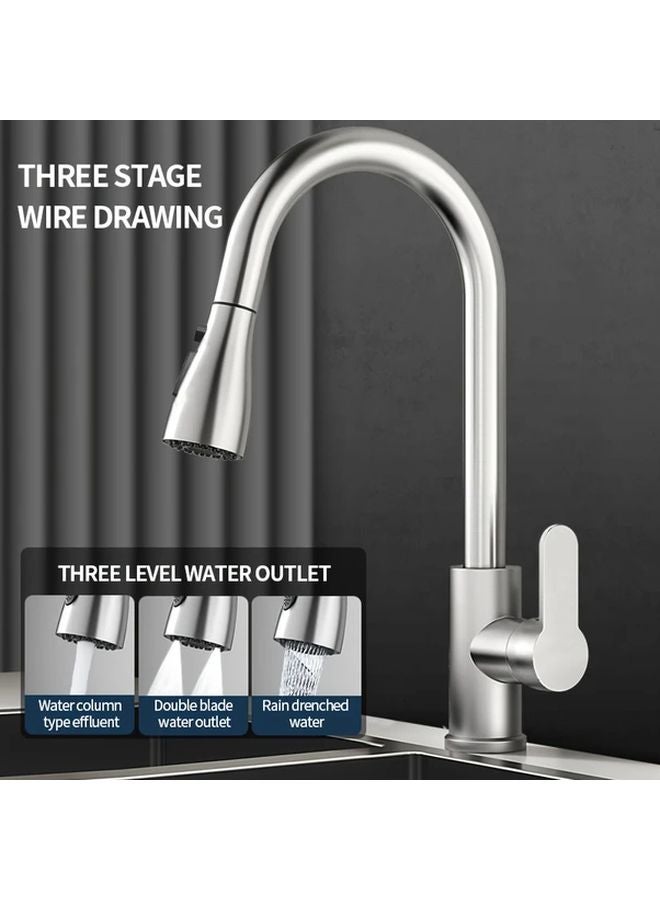 Brushed Kitchen Faucet With Pull Down Sprayer Hot Cold Water Single Hole Installation - Image 1