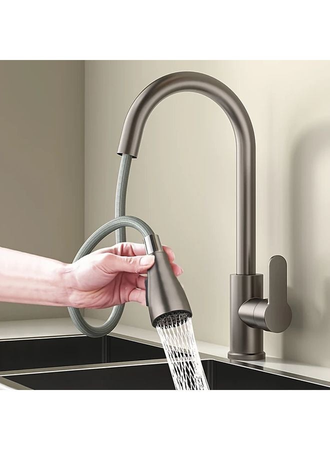 Brushed Kitchen Faucet With Pull Down Sprayer Hot Cold Water Single Hole Installation - Image 3