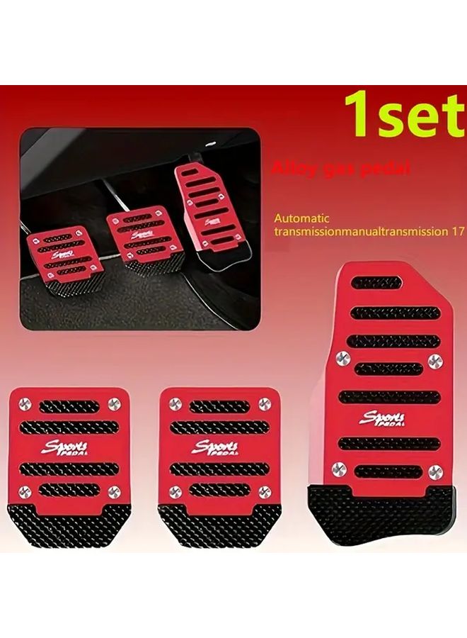 Blue Anti Slip Car Pedal Mats 3Pcs Aluminum Alloy Pedal Covers Easy Installation - Image 2