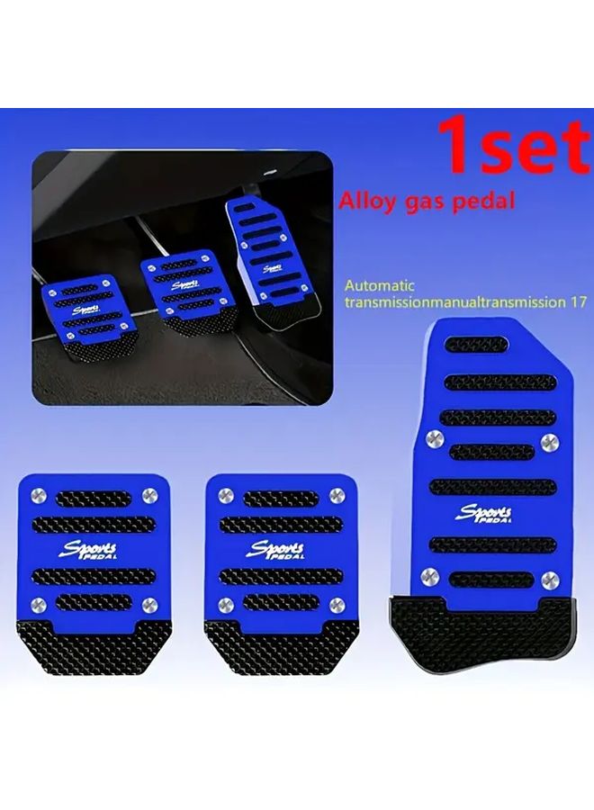 Blue Anti Slip Car Pedal Mats 3Pcs Aluminum Alloy Pedal Covers Easy Installation - Image 3