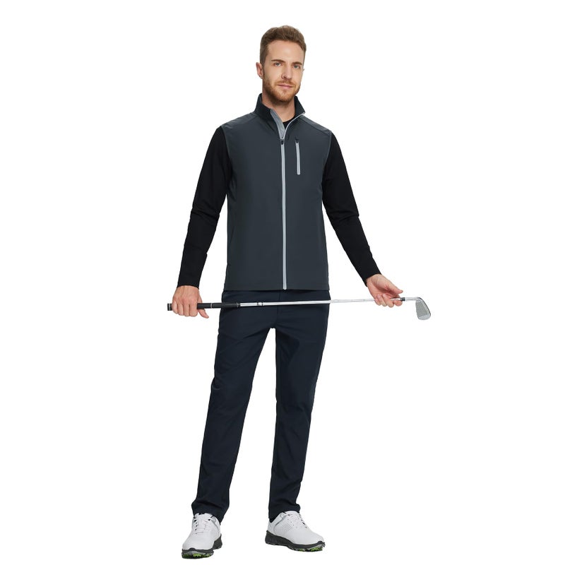 M MAELREG Golf Vest for Men Windproof Travel Zip Up Sleeveless Jacket Lightweight Softshell Mens Vests Outerwear - Image 2