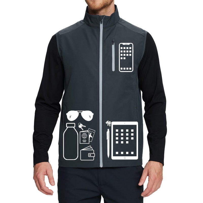 M MAELREG Golf Vest for Men Windproof Travel Zip Up Sleeveless Jacket Lightweight Softshell Mens Vests Outerwear - Image 5