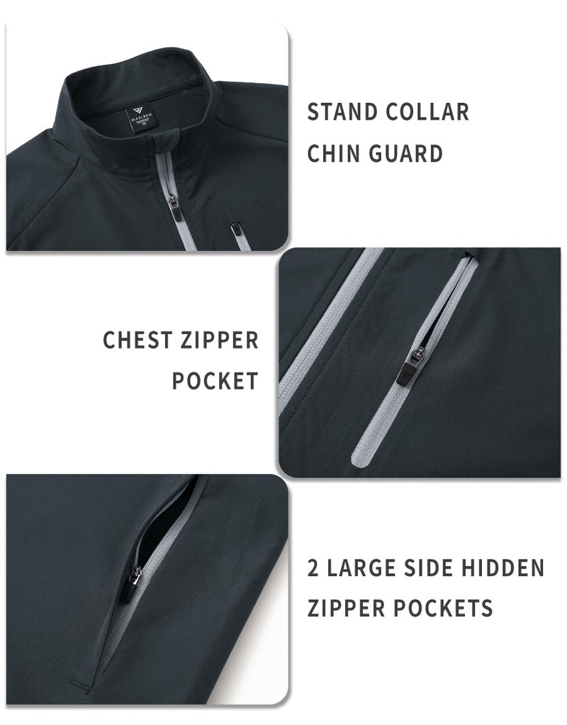 M MAELREG Golf Vest for Men Windproof Travel Zip Up Sleeveless Jacket Lightweight Softshell Mens Vests Outerwear - Image 4