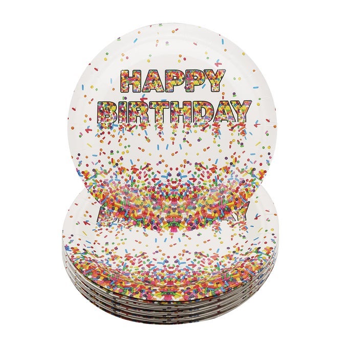 CONFETTI SPRINKLES DESSERT PLATES50PCS DISPOSABLE PAPER PLATES 7 INCH CAKE PLATES FOR KIDS BIRTHDAY PARTY