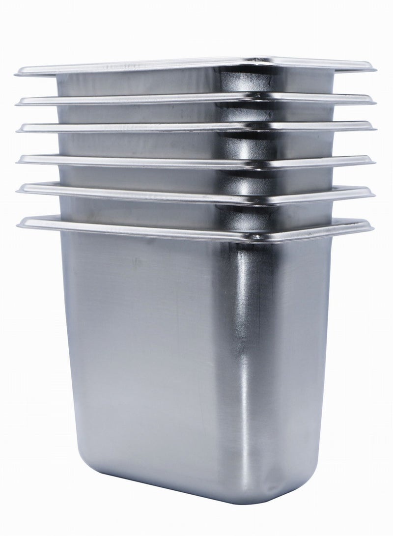 GRACE KITCHEN 1/9 150MM Deep Stainless Steel Gastro norm Food Containers - 6 PCS / Bainmarie Food Pan Inserts - Image 3