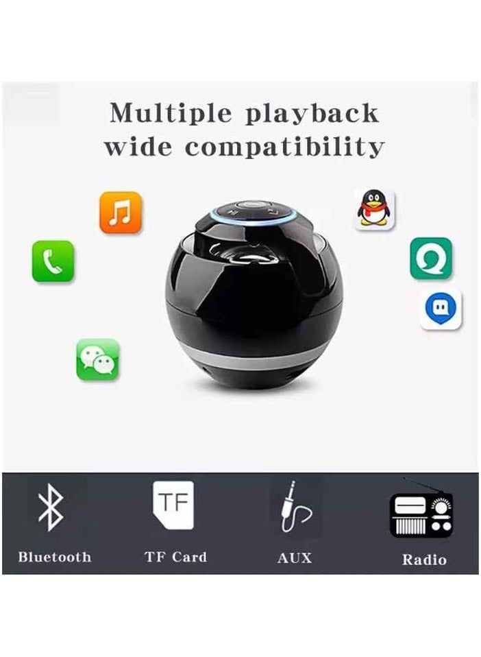 Bluetooth Speaker，Portable Outdoor Mini Speaker，Ball Shaped Color Card Inserting Call Speaker，Home Car Subwoofer，Black - Image 5