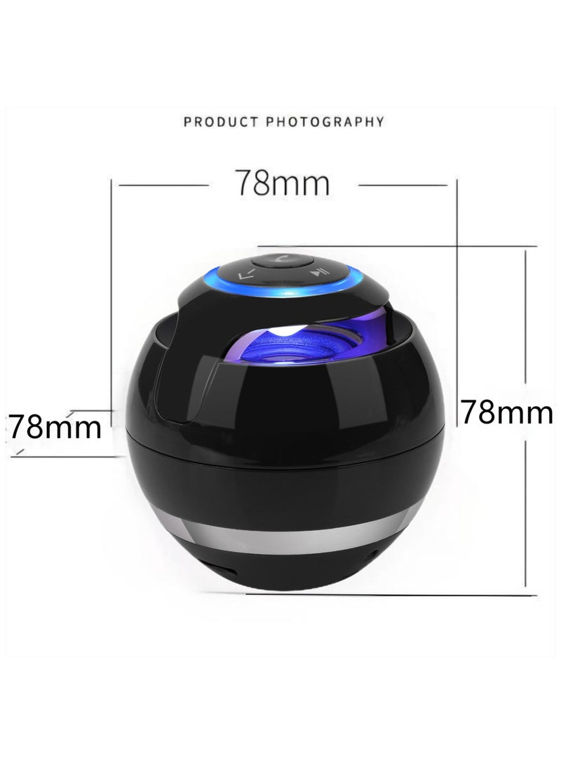Bluetooth Speaker，Portable Outdoor Mini Speaker，Ball Shaped Color Card Inserting Call Speaker，Home Car Subwoofer，Black - Image 3