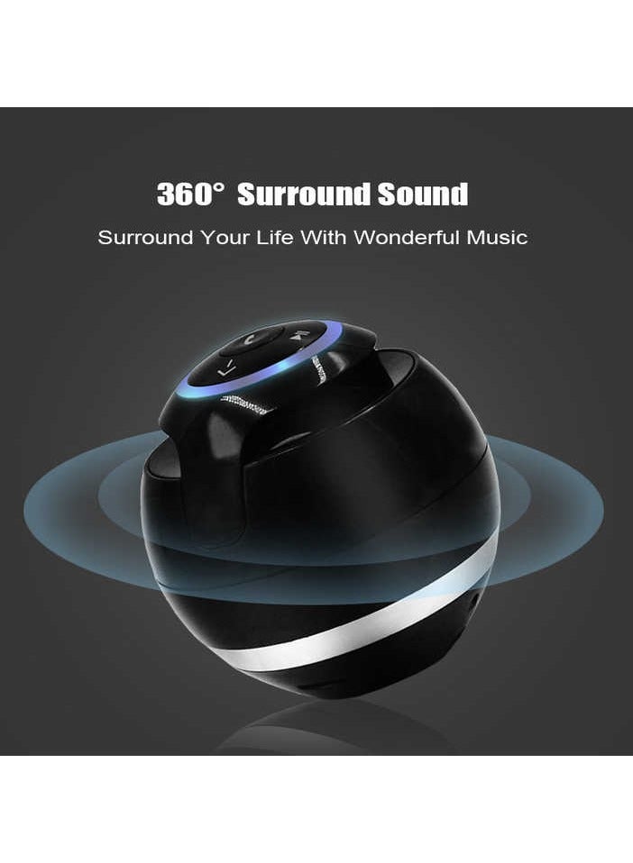 Bluetooth Speaker，Portable Outdoor Mini Speaker，Ball Shaped Color Card Inserting Call Speaker，Home Car Subwoofer，Black - Image 2