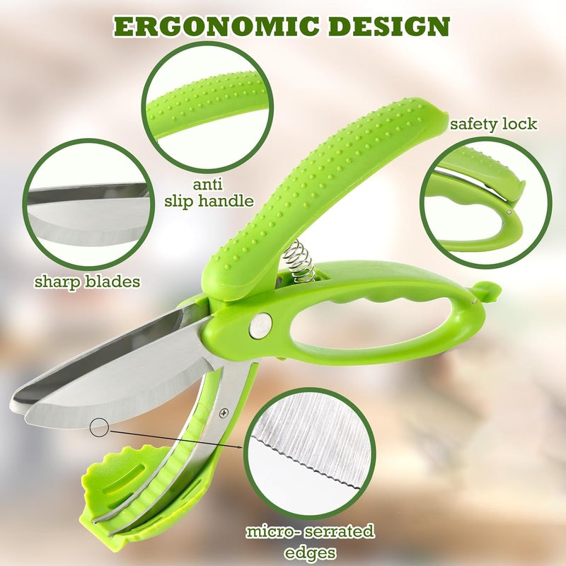 ALEXPHY Salad Scissors with Double Blades, Lettuce Chopper for Chopped Salad, Green - Image 5