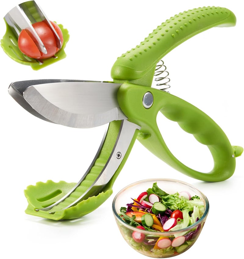 ALEXPHY Salad Scissors with Double Blades, Lettuce Chopper for Chopped Salad, Green - Image 1