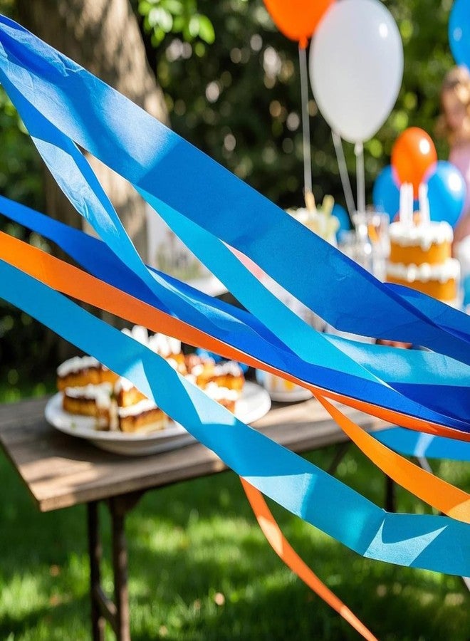 Capesaro Blue and Orange Crepe Paper Streamers - 6 Rolls Party Streamers for Birthday Party Decorations - Image 3