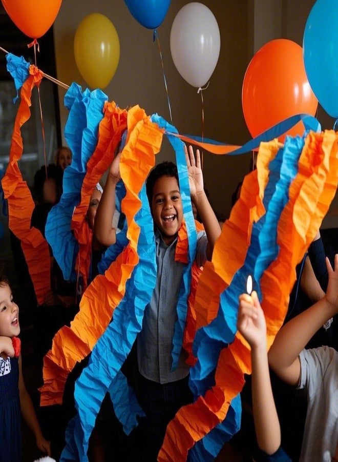 Capesaro Blue and Orange Crepe Paper Streamers - 6 Rolls Party Streamers for Birthday Party Decorations - Image 4