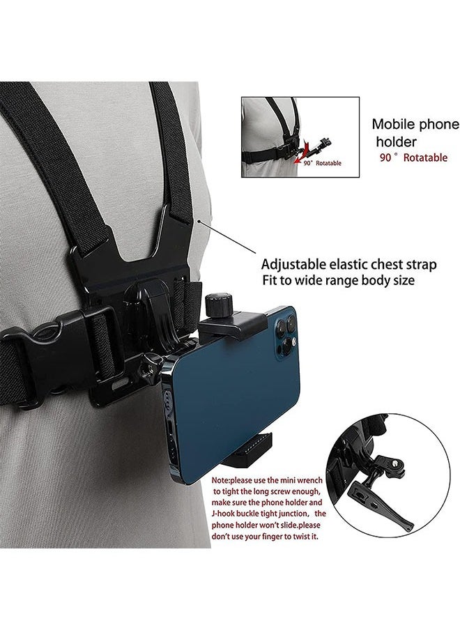 Arabest Mobile Phone Chest Strap Harness Mount Head Strap Holder Kit,Cell Phone Clip Compatible with iPhone15/14/13,Samsung,Go Pro Hero 12,11,10,9, 8,7, 6, AKASO,DJI Osmo,and Action Cameras  - Image 3