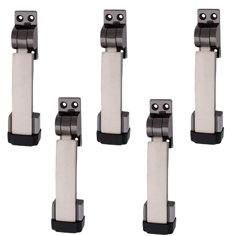 Atom Door Stopper | Kickdown Door Stop with One Touch | Adjustable Height & Rubber Tip 1.5 Inches, Door Stops (Black Silver Finish, DS001), Pack of 5 - Image 3
