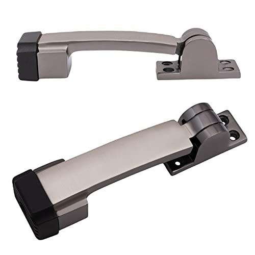 Atom Door Stopper | Kickdown Door Stop with One Touch | Adjustable Height & Rubber Tip 1.5 Inches, Door Stops (Black Silver Finish, DS001), Pack of 5 - Image 2
