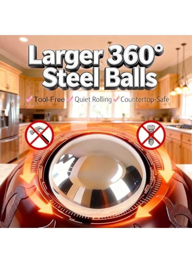 Arabest Stainless Steel Self Adhesive Caster Wheels, 8 Pack Large Profile Swivel Ball Casters, 60 LBS Load Capacity Per Wheel, Universal Pulley for Furniture, Storage Bins, PC Cases, Large Appliances - Image 4
