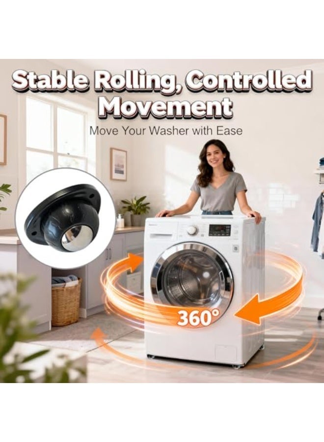 Arabest Stainless Steel Self Adhesive Caster Wheels, 8 Pack Large Profile Swivel Ball Casters, 60 LBS Load Capacity Per Wheel, Universal Pulley for Furniture, Storage Bins, PC Cases, Large Appliances - Image 2