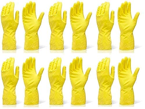 yugbike yugbike Premium Reusable Rubber Hand Gloves Set for Washing Cleaning Kitchen Gardening Color may vary Pair of 6 