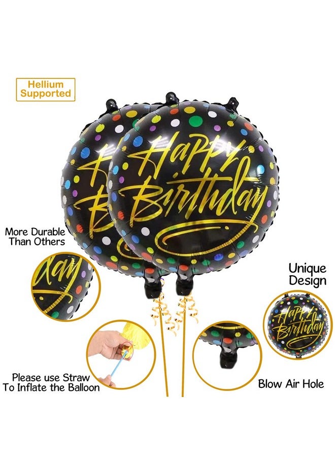 Party Propz Party Propz Foil Balloons for Birthday Decoration - Set of 7 Pcs, Printed Foil Balloons with Golden and Black Balloons | Birthday Balloons for Decor | Happy Birthday Decoration for Girl Boy Men Women  - Image 3