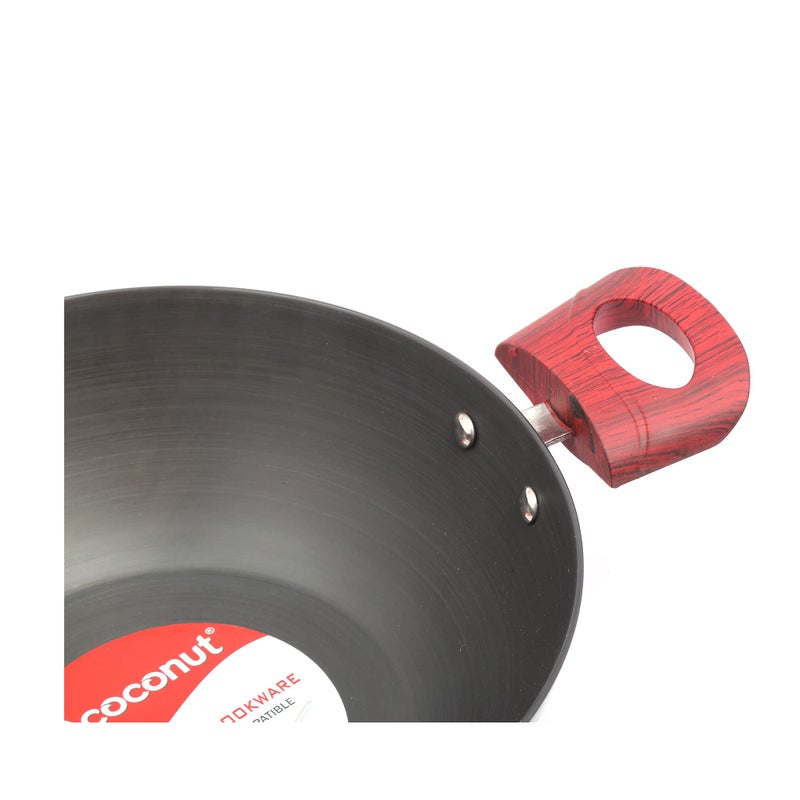 coconut Hard Anodised Flat Base Kadai with Stainless Steel Lid - Capacity 2 litres - 3.25 MM Thickness- Dimension -22Cm - Image 4