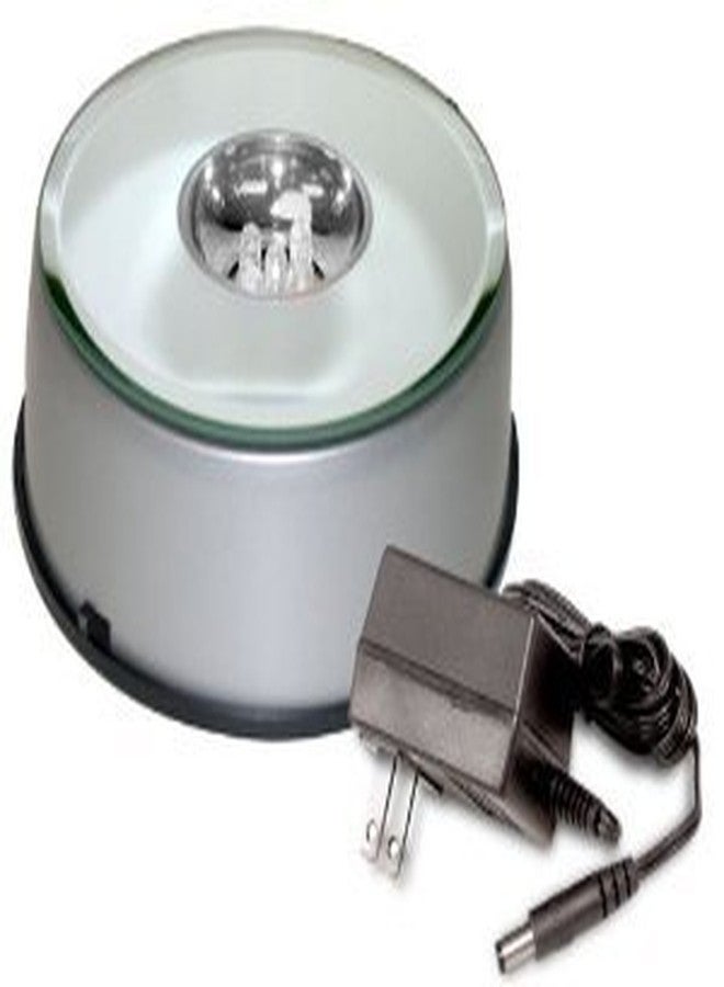 أملونج كريستال قاعدة عرض إضاءة LED دوارة من أملونج كريستال مقاس 4 بوصات مع محول، فضي - Image 2