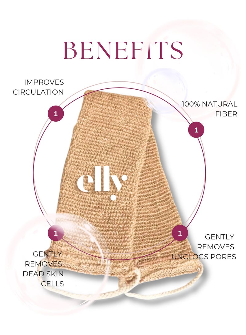 ELLY - Exfoliating Extra Long Rami Back Scrubber, for Deep Cleansing & Smooth Skin – Double-Sided, Machine Washable Bath & Shower Body Scrubber for Men & Women - Image 2