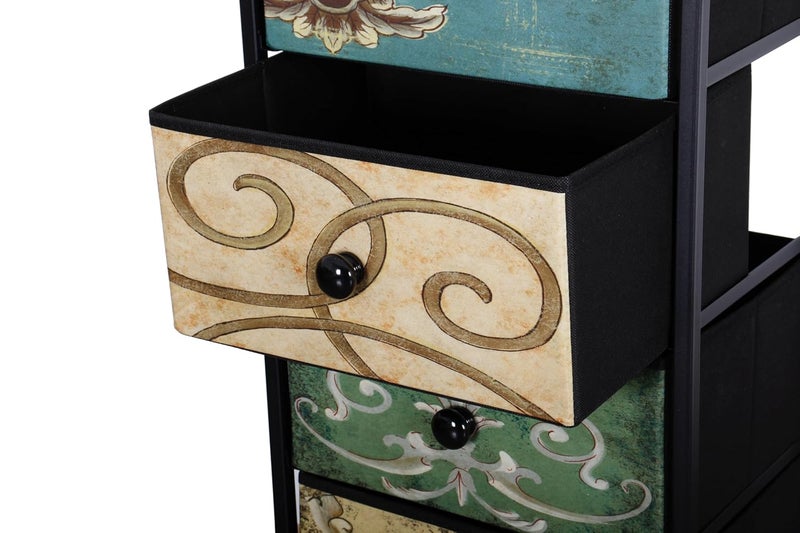HOME ELEMENTS Fabric Chest of Floral Printed 6 Drawers for Bedroom Clothing Storage Organizer Unit Dresser Chest of Drawers Storage Organizer for Living Room Closet Hallway 30x40x1165cm - Image 5
