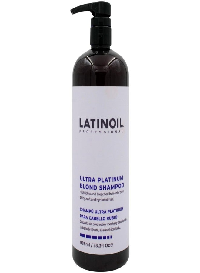 LATINOIL - Ultra Platinum Blonde Shampoo, Grey Hair and Purple Shampoo for Women & Men, with Chia Oil, 985 mL - Image 1