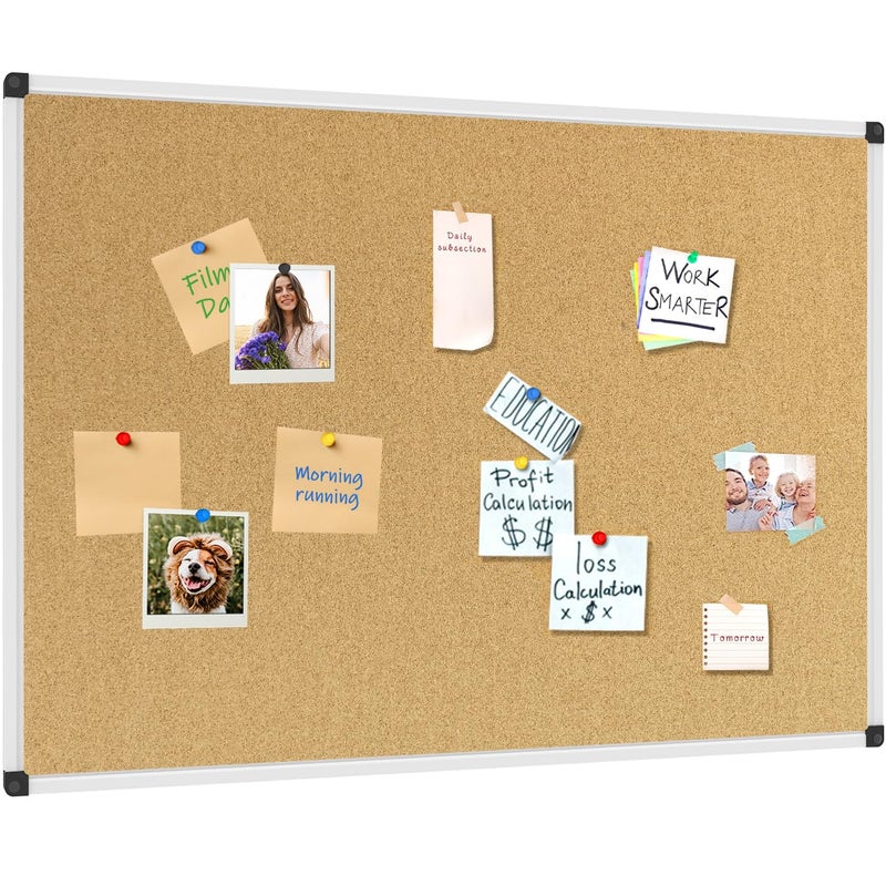 XBoard Cork Board 36 x 24, Notice Cork Bulletin Board, Corkboard with Aluminum Frame and Push Pins for Display - Image 1