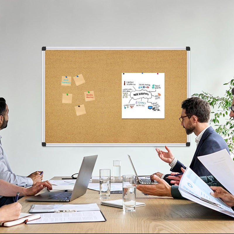 XBoard Cork Board 36 x 24, Notice Cork Bulletin Board, Corkboard with Aluminum Frame and Push Pins for Display - Image 3