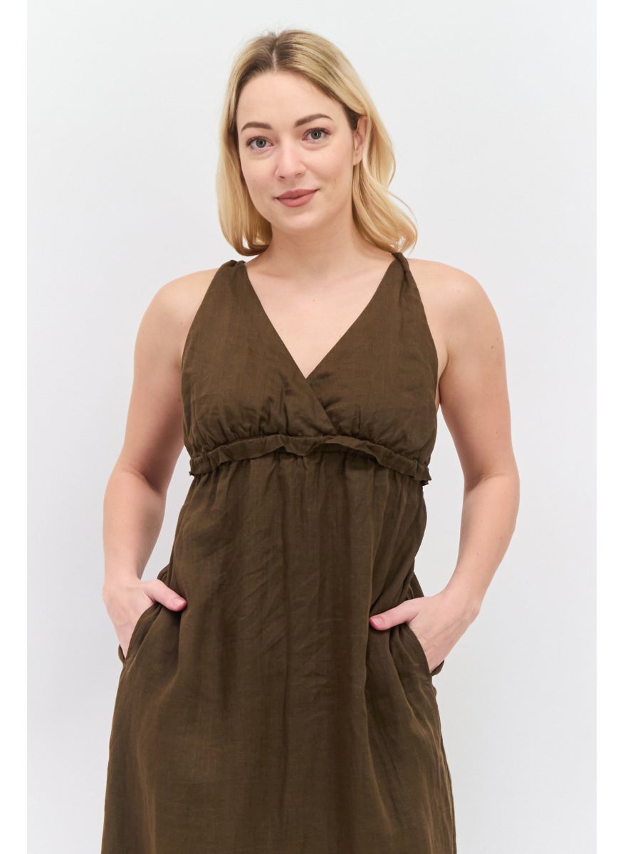 Scotch & Soda - Women Plain Maxi Dress, Brown - Image 1