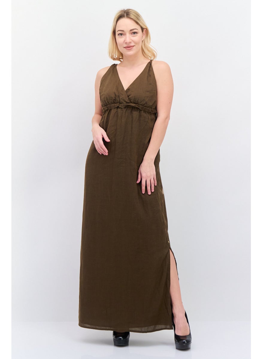 Scotch & Soda - Women Plain Maxi Dress, Brown - Image 1