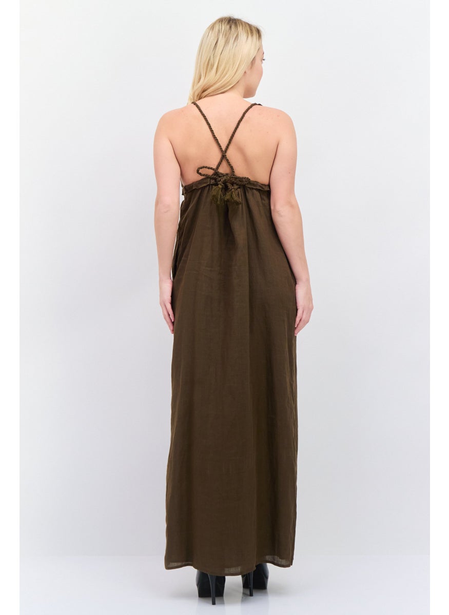 Scotch & Soda - Women Plain Maxi Dress, Brown - Image 1