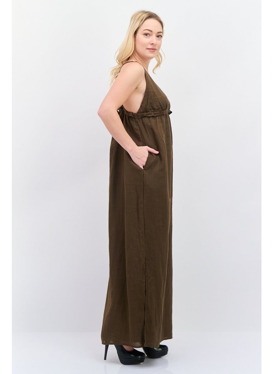 Scotch & Soda - Women Plain Maxi Dress, Brown - Image 1
