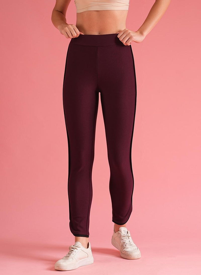 Globus Women's Jeggings Burgundy Casual with Skinny Fit and Curved Hem - Image 1