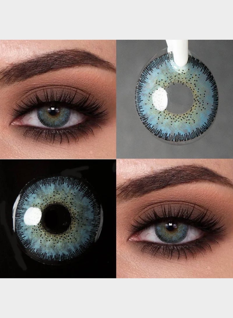 Unibling QR Code Blue Yearly Colored Contact Lenses, Unisex Cosmetic Contact Lenses, Enlargement Collection, Dark Blue, With Case - Image 3
