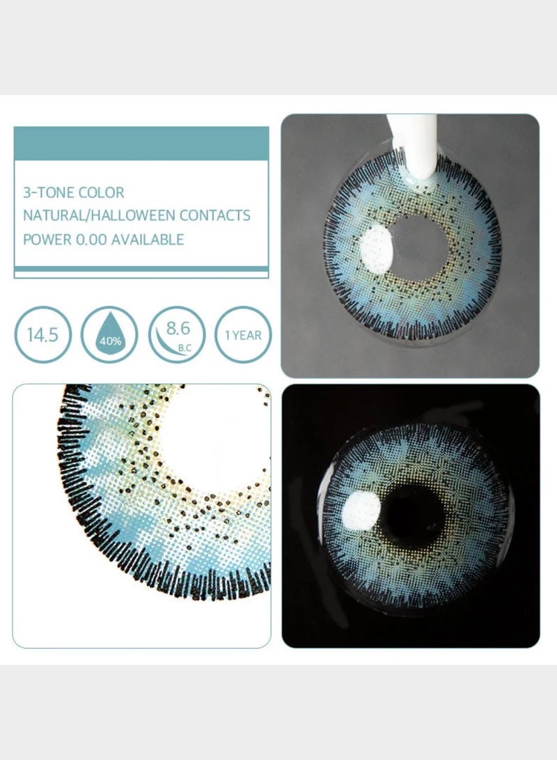 Unibling QR Code Blue Yearly Colored Contact Lenses, Unisex Cosmetic Contact Lenses, Enlargement Collection, Dark Blue, With Case - Image 4