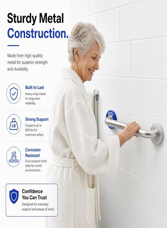MEXPLE TeXXa12S Stainless Steel Grab Bar for Bathroom | Heavy-Duty Wall Support Handle for Elderly & Safety | Anti-Rust, Anti-Slip Grip | Ideal for Toilet, Shower & Home Safety (12 Inch) - Image 2