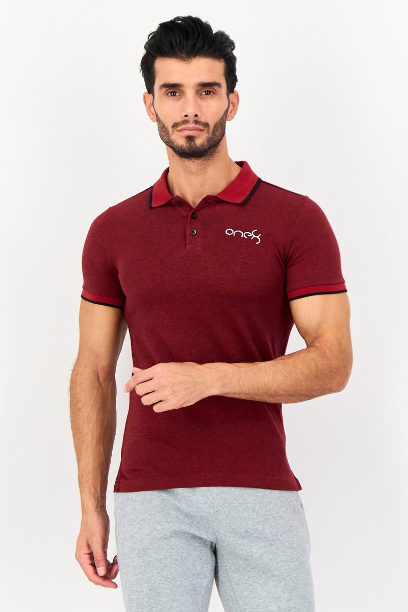 PUMA One8 Men Sportswear Fit Short Sleeve Outdoor Polo Shirt, Dark Red - Image 1