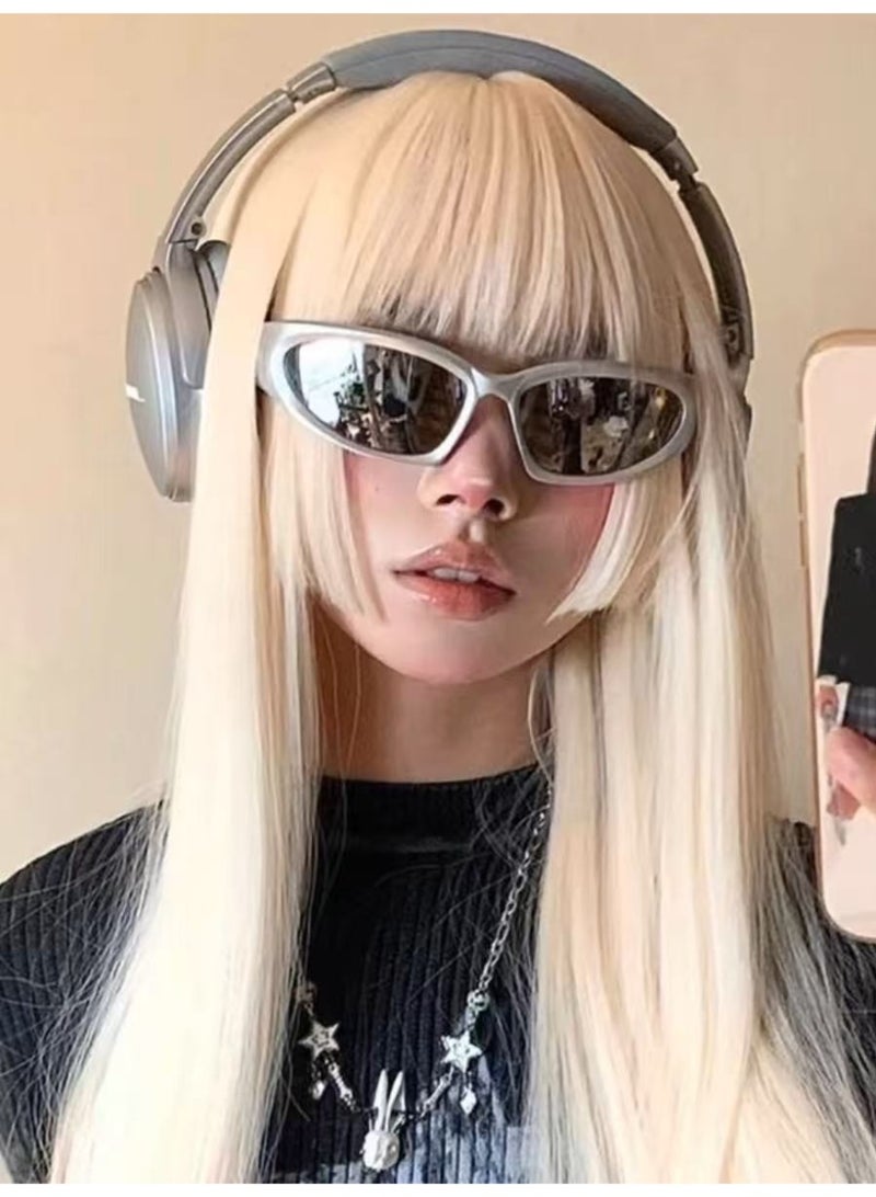 HYH Y2K Cyberpunk Silver Sunglasses for Men & Women, Futuristic Techwear Wrap Around Sunglasses, Fashion UV400 Protection Cycling Goggles - Image 3