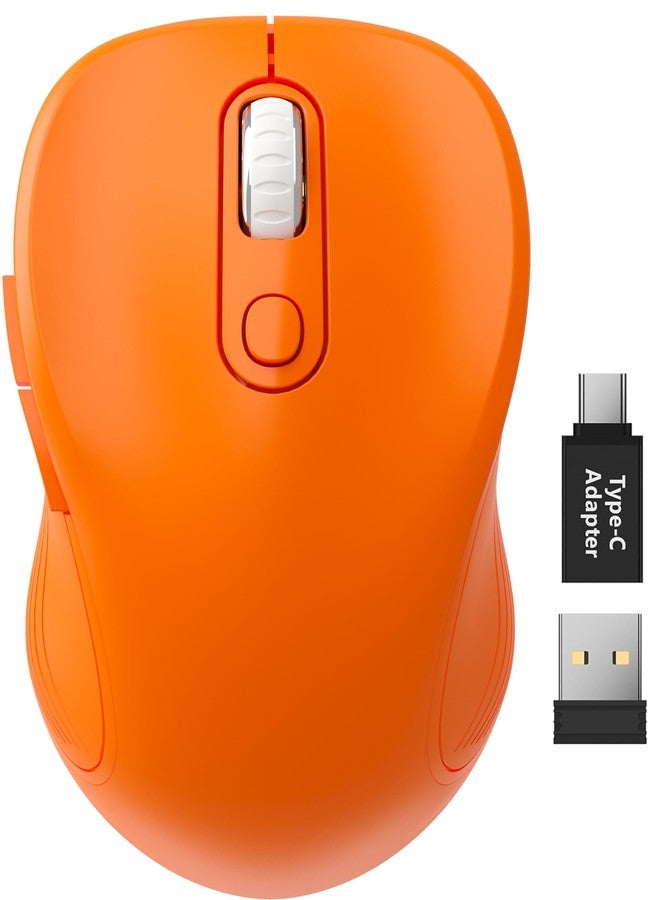Trueque Wireless Mouse for Laptop, 2.4GHz Ergonomic Computer Mouse with Back & Forward Buttons, 3-Level DPI, 6 Buttons, Optical USB Cordless Mice for Windows Chromebook MacBook PC (Orange) - Image 1