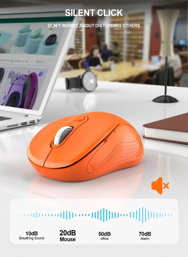 Trueque Wireless Mouse for Laptop, 2.4GHz Ergonomic Computer Mouse with Back & Forward Buttons, 3-Level DPI, 6 Buttons, Optical USB Cordless Mice for Windows Chromebook MacBook PC (Orange) - Image 3