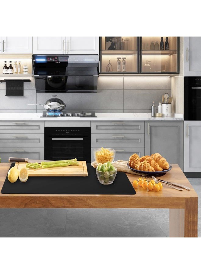 Ewen 25.6x17.7 Inch Large Silicone Kitchen Counter Mat, 2MM Thick Heat Resistant Countertop Protector, Silicone Mat Under Air Fryer, Toaster Oven, Microwave, Coffee Maker, Cutting Board, Drill, Black - Image 2
