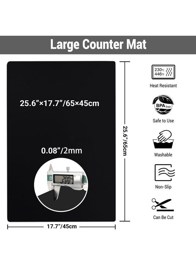 Ewen 25.6x17.7 Inch Large Silicone Kitchen Counter Mat, 2MM Thick Heat Resistant Countertop Protector, Silicone Mat Under Air Fryer, Toaster Oven, Microwave, Coffee Maker, Cutting Board, Drill, Black - Image 3