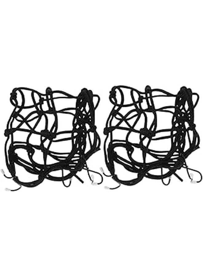 2Pcs Elastic Cargo Net with Hooks for Motorcycle Helmet Luggage Secure Black - Image 1