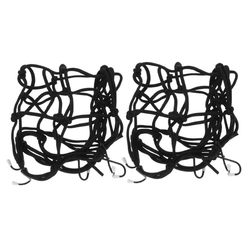 2Pcs Elastic Cargo Net with Hooks for Motorcycle Helmet Luggage Secure Black - Image 2