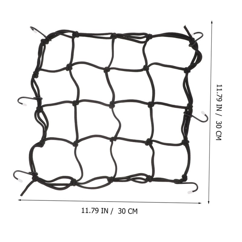 2Pcs Elastic Cargo Net with Hooks for Motorcycle Helmet Luggage Secure Black - Image 3